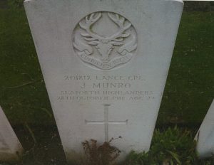 James Munro, gravestone, ww1